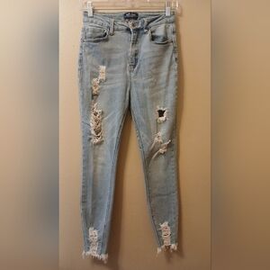 Max Jeans Distressed Light Blue Skinny Jeans